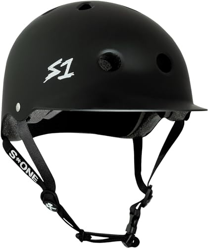 S1 Lifer Brim Helmet for Skateboarding, BMX, and Roller Skating - EPS Fusion Foam, CPSC & ASTM Certified - Black Matte Large (22)
