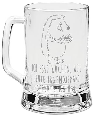 Mr. & Mrs. Panda Gravur Bierkrug Igel Kuchenstück - Geschenk, Einladung Party, lustige Sprüche, Tiere, Kuchen backen, Essen Spruch, Vatertag,