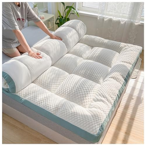 Colchón De Suelo De Futón Suave, Colchón De Tatami Grueso Colchoneta Para Dormir Portátil Plegable Enrollable Colchón Doble Individual Cálido Tumbona De Suelo Cama Para Dormitorio En Casa(Color:C,Size