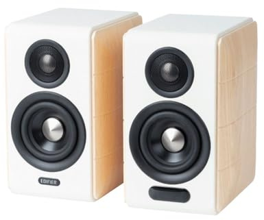 Edifier S880DB MKII - Haut-Parleur Haute Qualité, LDAC, BT 5,3, Télécommande, 2-Voies, avec Fil &sans Fil 88 W, Blanc & Bois, Application