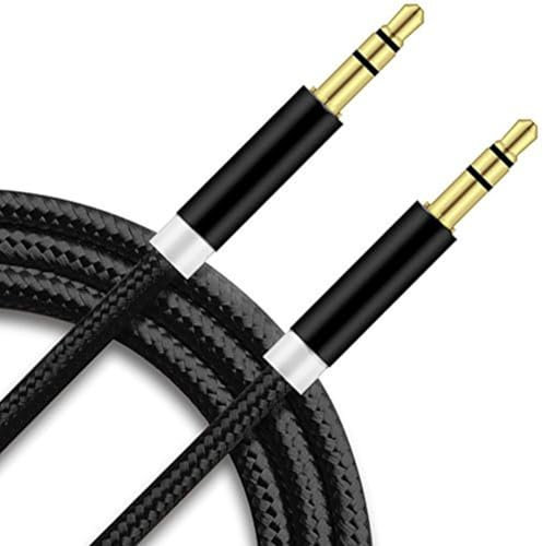 Aux Cable 3.5mm Male to Jack Audio Cable, Nylon Braided Aux Lead for Car, Headphone, MP3 Player, Smartphone, Home Stereos, Laptop and More (Black)