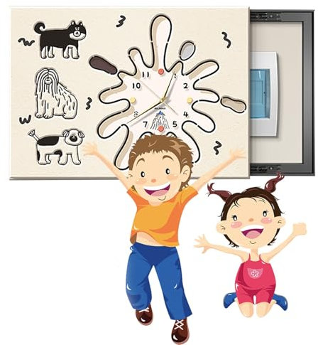 cache tableau electrique decoratif Boîte De Compteur Électrique Décorative Avec Cadre En Alliage D'aluminium Et Horloge, Couvercle De Boîte De Disjoncteur Laid À Fixation Murale Pour Armoire Décorativ