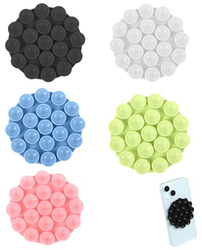 DHWEKU 5 Pezzi Ventosa per Telefono Auto in Silicone Supporto Smartphone da Auto Supporto per Cellulare Vivavoce Antiscivolo Ventosa per Cellulare Multiuso Autoadesiva per Tutti i Modelli di Cellulare