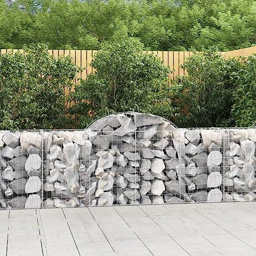 UJCHVHN Home Garden,Gewölbte Gabionenkörbe, 4 Stück, 200 x 50 x 80/100 cm, verzinktes Eisen