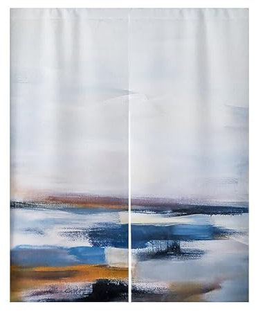 Küchenvorhänge Orange Blue Graffiti Scheibengardinen Polyester Vorhänge Kurz Waschbar Raumteiler Vorhang Türvorhang Langlebig Küchenvorhang Kurze Gardinen Verdickung Tür Vorhang 90x180cm