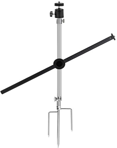 Field Boys Poste de montaje de trípode de acero ajustable de 19 a 33 pulgadas, soporte estable y multipivote para cámaras de caza y paneles solares