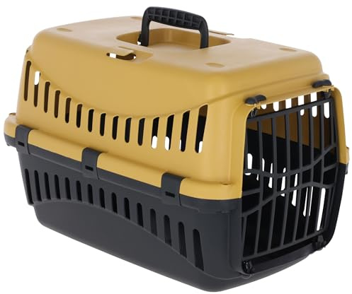 Kerbl Pet Expedion Transport Box for Cats/Dogs/Small Animals, Plastic, Honey|Black, 45 x 30 x 30 cm