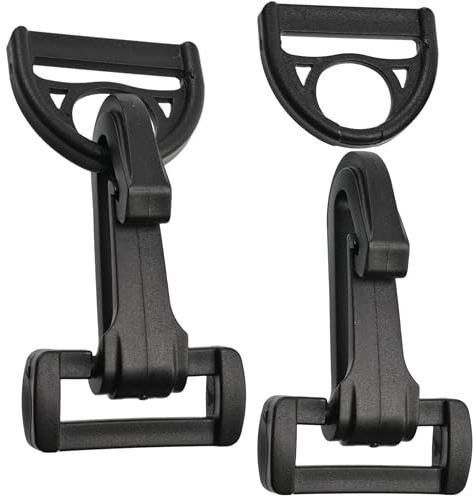 Aerzetix - Set di 10 Moschettoni a sgancio rapido con gancio + 10 passanti per cinghia | passo 25mm | per creatività borsa zaino progetti di cucito | colore nero | in plastica