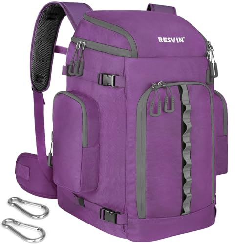 RESVIN Skischuhtasche, 65 l, robuster Reiserucksack, 1680D Nylon, wasserdicht, Snowboardstiefeltasche, Ski- und Snowboard-Reisegepäck für Helm, Brille, Handschuhe, Oberbekleidung und Zubehör