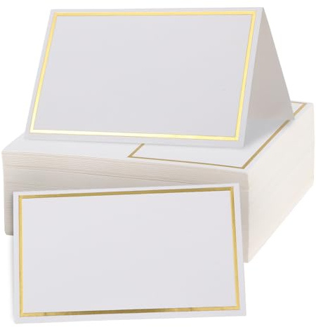 VERDANVERSE 150 Piezas Tarjetas de Asiento de Papel con Dorado para Bodas Banquetes y Fiestas Tarjetas Plegables para Nombres Mesas para Celebraciones