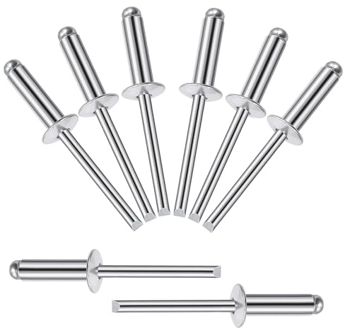 Songella Aluminium-Blindnieten 5 x 16 mm Pop-Nieten Offenem Ende Blindnieten mit Aluminiumgriff und Stahldorn 100 Stück (Silber)