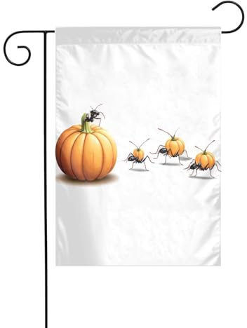 Gartendekoration, Gartenflagge, 30,5 x 45,7 cm, WHJDPP kleine Ameisen mit Kürbis, bedruckt, dick und verschleißfest, für Blumentöpfe und Rasen im Garten