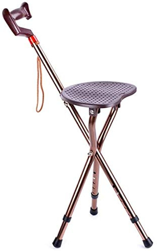 LXYST Tabouret bâton Marche Pliable siège de Trois Jambes avec Hauteur réglable en Aluminium CHEPCHE pour Le Parent âgé Cadeau Beau Paysage