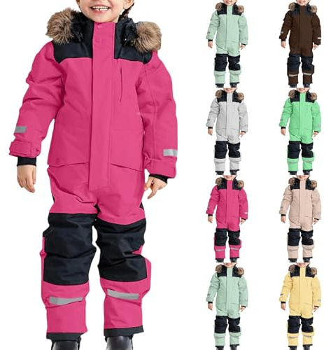 2025 Combinaison De Ski Enfants Garçons Fille Doudoune À Capuche Zippé Imperméable Combinaison Pluie Enfant Ado Ensembles De Neige Veste en Duvet Hiver Chaud Tenue Plein Air Pour2-15 Ans