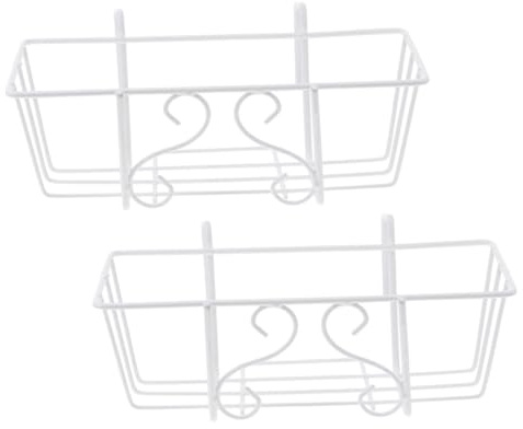 Housoutil Supporto Sospeso per Fioriere da Balcone in Ferro Bianco Set 2 Pezzi Ganci Quadrati Porta Piante da Esterno per Ringhiera Mensola Portaoggetti per Piante Succulente e Vasi da