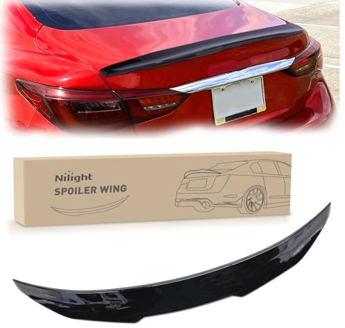 Nilight Spoiler Fit for Infiniti Q50 4 Door Sedan 2014 2015 2016 2017 2018 2019 2020 2021 2022 2023 2024 Spoilers for Cars Rear Spoiler Wing ABS Rear Trunk Lip Accessories No-Drill, Glossy Black