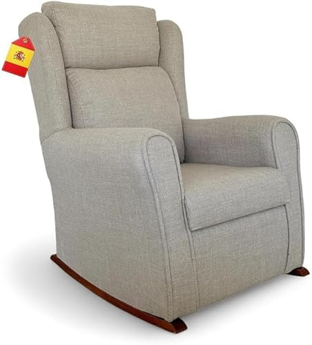 HOME&SOFAS SI Sillón Orejero Relax Reclinable Tipo Butaca Balancín con Tela Antimanchas, Sillones para El Salón Cómodos, Sillón Reclinable Manual Ideal para Lactancia, Lectura Y Dormitorio | Gris