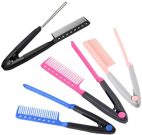 Peine Alisador de Pelo en Forma de V Plegable 4 Piezas | Plástico Resistente al Calor, Formato Portátil para Viaje y Trabajo, Pensado para Cabello Fino y Uso Femenino