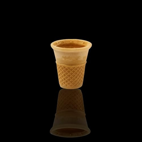 Cone King's Waffelbecher Klein mit Doppelrand, Knusprige Eiswaffeln, Halbsüß, Vegan, 56x60mm, für Gelato, Sorbet, Softeis und vieles mehr (60 Stück)