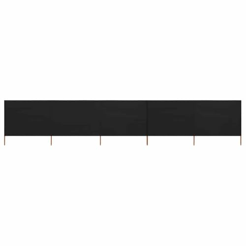 Lot de 5 brise-vent en tissu non tissé - 600 x 160 cm - Noir - Avec 6 piquets en bois - Brise-vue pliable pour jardin, terrasse, extérieur, patio