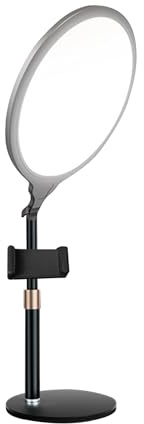 Desk Ring Light – Full-Screen Dimmable with Phone Holder, Selfie LED Ring Light Stand | Adjustable Lighting for Meetings, Live Streaming, Video Conference, Podcast, Vlog, Makeup, Home, Office,