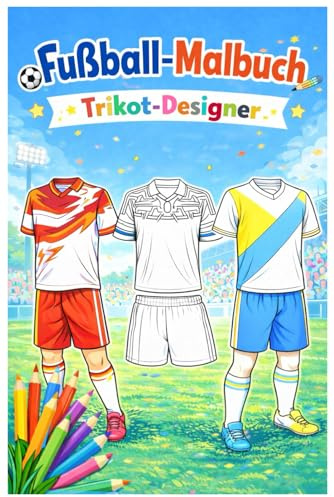 Fussball Malbuch Trikot Designer (Band 3): Retro- & moderne Fußballtrikots, Hosen & Stutzen, Ausmalbuch für Kinder von 6 - 12 Jahren, Ohne Logos & Werbung