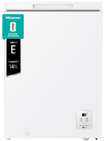 Hisense FT145N1AWE NUOVO Congelatore a pozzo 141 litri, Super Silenzioso 40 db, classe E, (L*P*A): 60,6×55,9×85,8 cm, Bianco