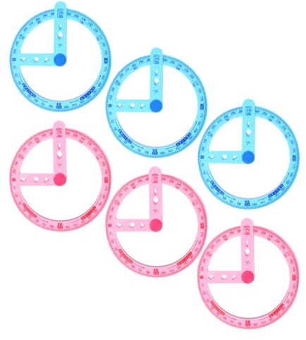 TIDTALEO Set da 6 Goniometri Circolari in Plastica Leggera, Strumento di Disegno Matematico Multifunzionale Scala Precisa, Goniometro Professionale per Studenti e Ufficio, per