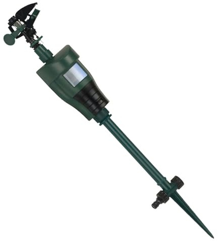 Bemonew Aspersor con sensor de movimiento para disuadir a los animales con sensor de movimiento, ajustable 360° activado para proteger las plantas y desalentar a los animales para el jardín