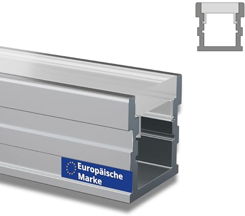 INNOVATE LED Profil Befahrbar 2m 8t 26x26mm inkl. LED Diffusor Milchig | Auffahrt Beleuchtung LED Boden Befahrbar bis 8t I Indirekte Beleuchtung Garage Bodenbeleuchtung Auffahrt I Einbauprofil Boden