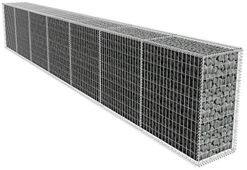 Festnight Gabion 600 x 50 x 100 cm Décoration de Jardin Mur de Gabion avec Couvercle