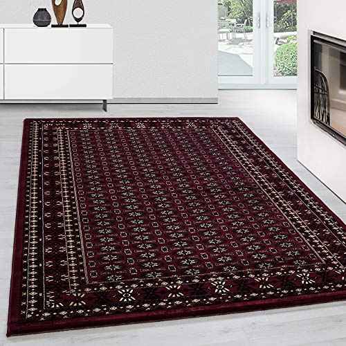 Teppium Kurzflor Teppich Wohnzimmer 300x400 cm Rot Vintage Look - Orientteppich Waschbar, Orientalisch Design, Pflegeleicht und Weich - Ideal für Schlafzimmer, Esszimmer und als Küchenteppich