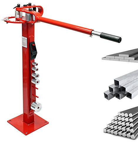 Wiltec Kompaktes Biegegerät mit Fuß 1250 x 255 x 975 mm, Biegemaschine für Flachstahl, Baustahl, Rundstahl & Vierkantstahl mit 7 Matrizen 25,4-76,2 mm
