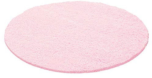 Ayyildiz Exquisiter Hochflor-Teppich - Weich, Flauschig und Pflegeleicht, Rundes Design für EIN Gemütliches Wohnzimmer Ambiente, Premium Shaggy Flokati Teppich, Größe:Ø 80 cm Rund, Farbe:Pink