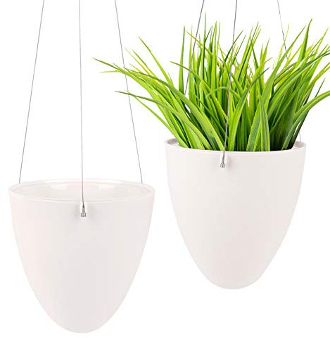 Ulikey 2 Stück Hängepflanztopf Blumenampeln zum Aufhängen, Selbstbewässernder Hängender Pflanzer, Pflanzenhalter Pflanzgefäß, Moderner Dekorative Pflanzenampel für Innen Outdoor Dekorationen