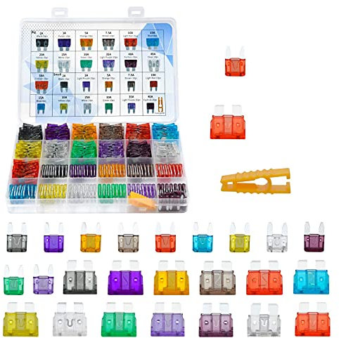 AHL Kit de fusibles de voiture-250 pièces: 120 mini + 130 standard 2A à 50A avec extracteur de fusible