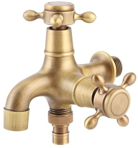 Vintage Wasserhahn Waschmaschine G1/2in Retro-Stil Wandmontage Einhand Doppel Heißer Kalter Steckdose Mop Pool für Küche Bad Outdoor Garten Waschbecken