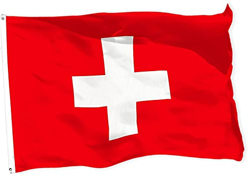 Cosymate Schweizer Flagge, Schweizer Flagge, Drapeau Suisse, 90 x 150 cm, lebendige Farben, UV-beständig, Leinwandkopf, doppelt genäht, 90 x 150 cm
