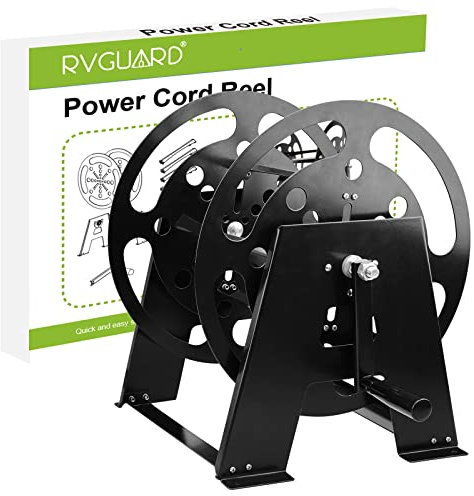 RVGUARD RV Power Cord Reel, Heavy Duty Power Cord Storage Reel, Holds Up to 50 Feet of 50A (6/3+1/8 AWG) Heavy Duty Power Cord
