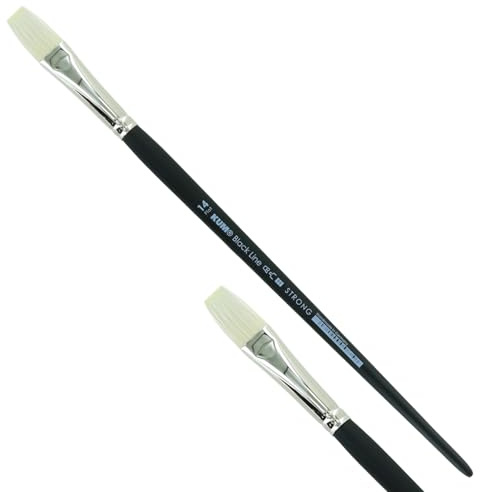 KUM - Acryl- und Ölpinsel Black Line Flach Größe 14 | Malpinsel für Künstler, Künstlerbedarf für Acrylmalerei und Ölmalerei