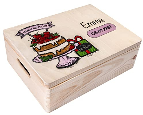 Creative Deco Personalisiert Geburtstag Geschenke für Frauen, Männer Kinder | Erinnerungsbox Holzkiste | Mehrere Motiv für Geburtstag | Individuelle Geschenk | Geschenkkiste Geschenkbox