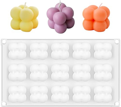 15 Löcher Silikonformen Gießformen Kerzen, Kerzen Gießform Silikonform, Silikon Kerzenformen, DIY Silikonform,für Kerzenherstellung,Cube Kerzengiessformen,Kerzenformen zum Gießen als Heimdekorationen