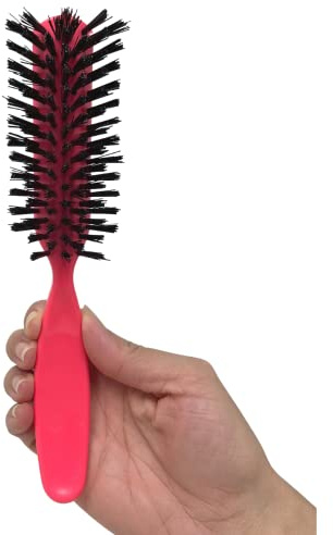 Styling Gear Detangling Hair Brush Nylon Bristles 7 Row Teasing Womens Brush For Thick Hair Small Travel Hairbrush Brush For Hair 1 Pcs. (Pink)