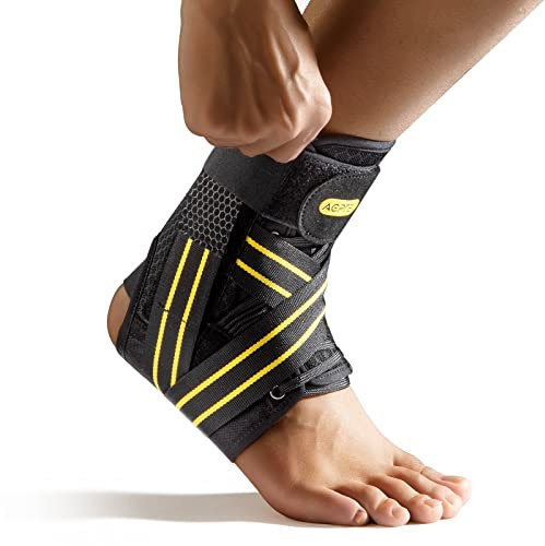 AGPTEK Ankel för Stukning & Relief Fascitis Plantera, Ankelhållare Skyddande Justerbar och ventilerande kompression, Ankelrem Avtagbar sidostabilisering, Ankel, Unisex 1 enhet(M)