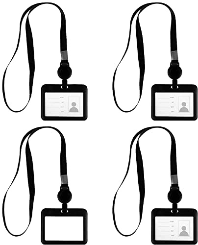 4 Stück Ausweishülle mit Band, Kartenhalter Ausweis ID Ausweishalter mit Lanyard Abnehmbar Wasserdicht Kartenhülle Arbeitskartenhalter für Ausstellung Büro Fabrik Mitarbeiter