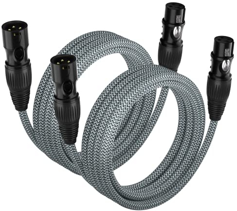 huaham XLR Cable 2Pack 2m, Microphone Cable Nylon Braided XLR Male to Female Balanced 3 PIN XLR Microphone Cable Compatible with Mixer, Recording Studio, Speaker Systems and More…