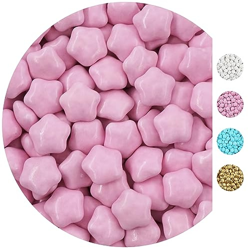 EinsSein 0,5kg Schokolinsen Sterne Schokosterne rosa glanz Schoko Schokodragees - Gastgeschenke Weihnachten Taufe Babyparty Hochzeit - Altervative für Hochzeitsmandeln - perfekt für Candy Bar