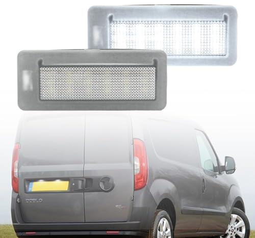 NSLUMO LED Kennzeichenbeleuchtung für F.iat Doblo 2010-2022 Op.el Combo D 2012-2018 Barn Door Models, weiße LED-Heckkennzeichenleuchte-Zubehör, CANBUS-fehlerfrei, 2 Stück | D 2012-2018 Modelle mit Flügeltür Kennzeichenleuchte Ersatz CANbus-fehlerfrei 2PCS