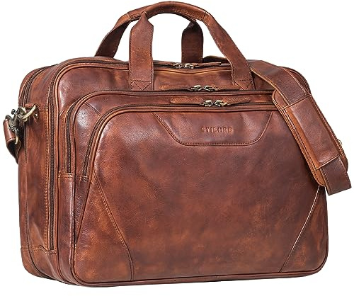 STILORD 'Ansgar' XL Leder Aktentasche zum Umhängen für Herren und Damen Cognac ideal als Lehrertasche Ledertasche 17-18 Zoll Laptop-Tasche Business oder Ordnertasche Echtleder