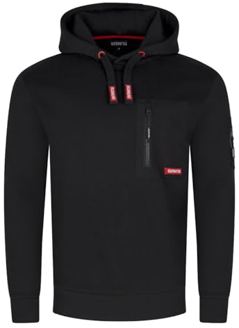 riverso Hoodie Herren Regular Fit RIVLasse Kapuzenpullover Pullover Brusttasche Schwarz XL, Größe:XL, Farbe:Black